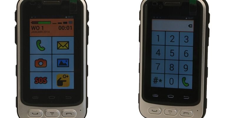 Large-button smartphone photographed for an Android setup for seniors guide
